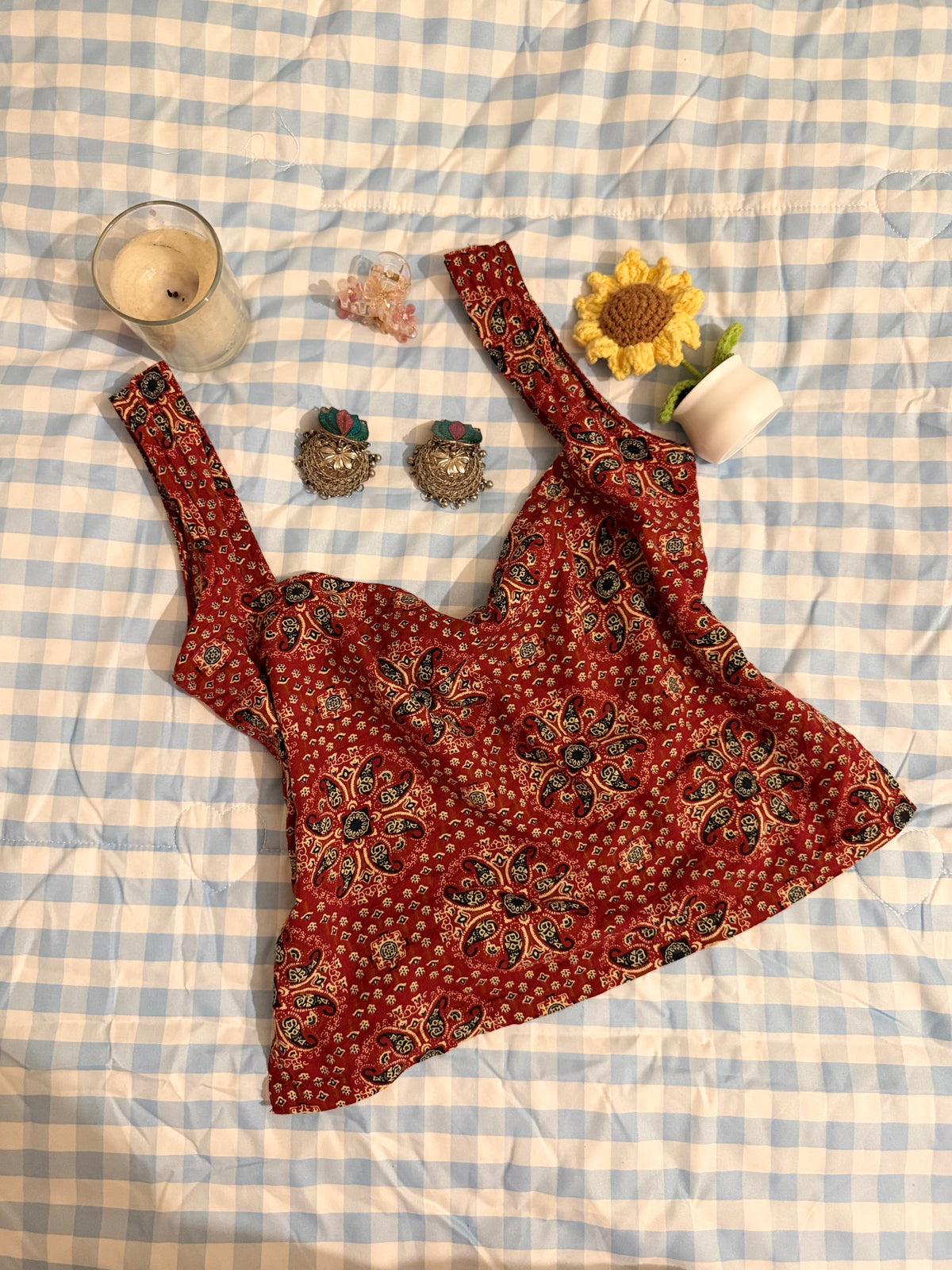CHAKORI SQUARE NECK COTTON SLIT TOP.