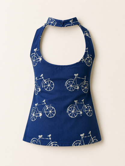 NEELAM HALTER NECK COTTON SHORT KURTI